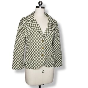 KNITS BY CAMELON x VINTAGE 70's knit sweater checkered green / cream blazer